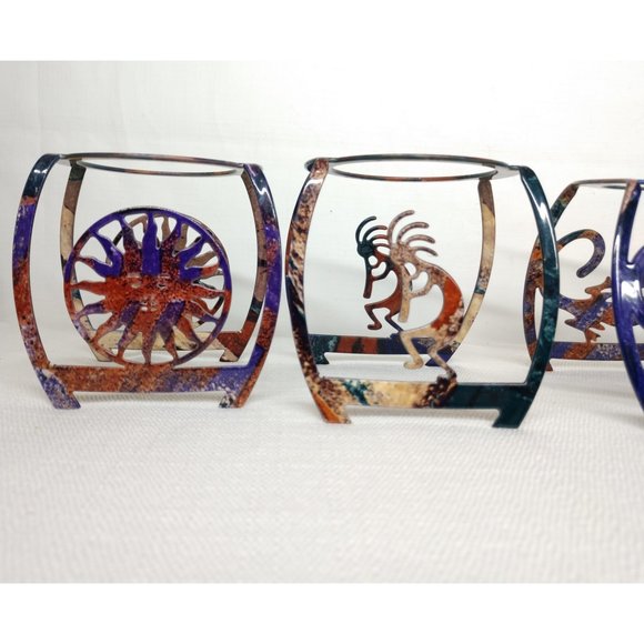 Celestial Lizard Hand Sun Kokopelli Artlite Candle Holder Color Fusion Votive 4 - Picture 2 of 5